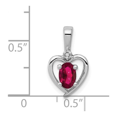 Sterling Silver Ruby & Diamond Heart Pendant – view 4