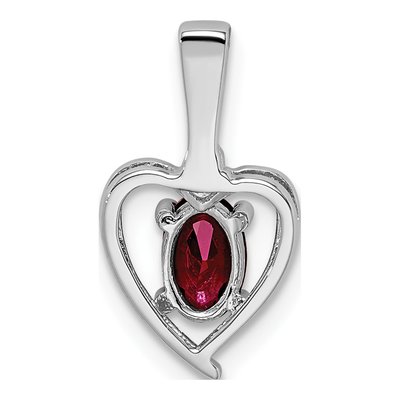 Sterling Silver Ruby & Diamond Heart Pendant – view 5