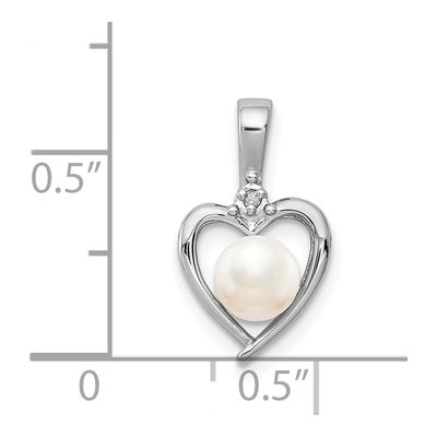 Sterling Silver Freshwater Cultured Pearl & Diamond Heart Pendant – view 3