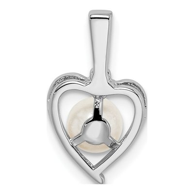 Sterling Silver Freshwater Cultured Pearl & Diamond Heart Pendant – view 4