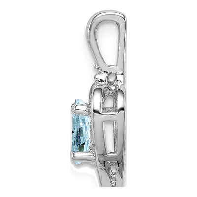 Sterling Silver Aquamarine & Diamond Heart Pendant – view 3