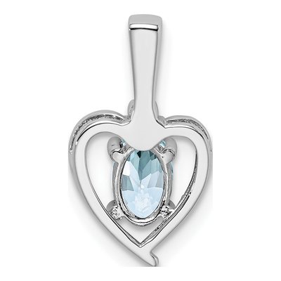 Sterling Silver Aquamarine & Diamond Heart Pendant – view 4