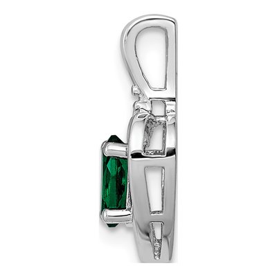 Sterling Silver Emerald & Diamond Heart Pendant – view 3