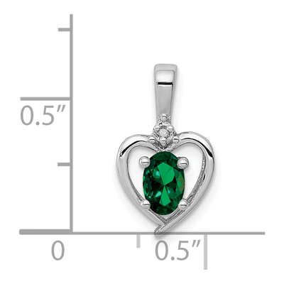 Sterling Silver Emerald & Diamond Heart Pendant – view 4