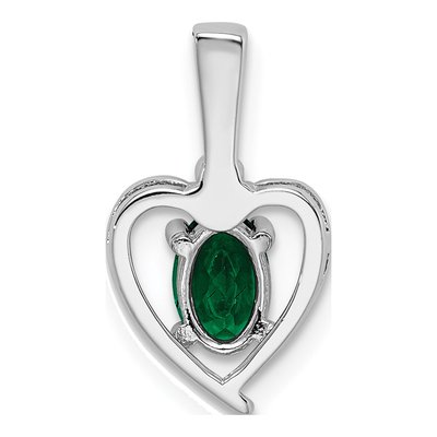 Sterling Silver Emerald & Diamond Heart Pendant – view 5