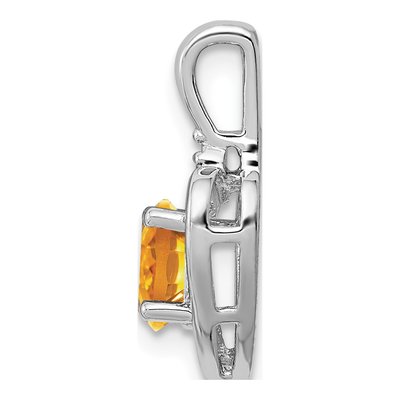 Sterling Silver Citrine & Diamond Heart Pendant – view 3