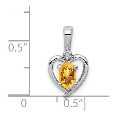 Sterling Silver Citrine & Diamond Heart Pendant – view 4