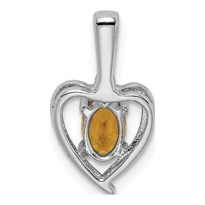 Sterling Silver Citrine & Diamond Heart Pendant – view 5
