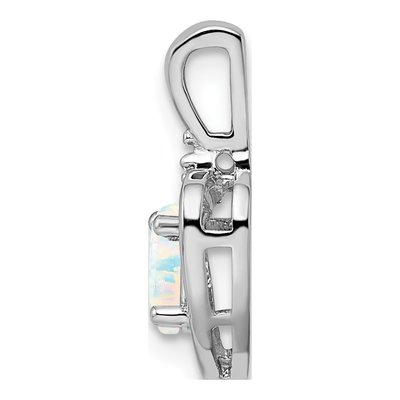 Sterling Silver Opal & Diamond Heart Pendant – view 3