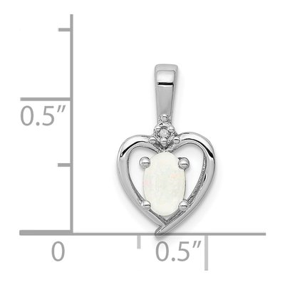 Sterling Silver Opal & Diamond Heart Pendant – view 4