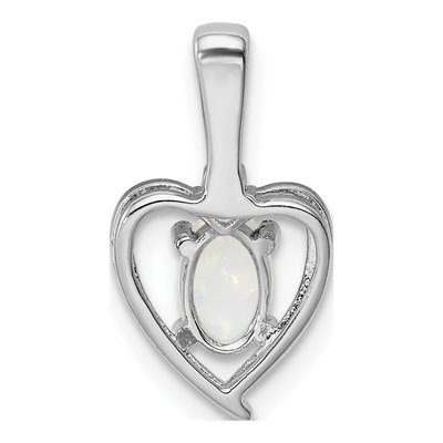 Sterling Silver Opal & Diamond Heart Pendant – view 5