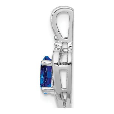 Sterling Silver Sapphire & Diamond Heart Pendant – view 3