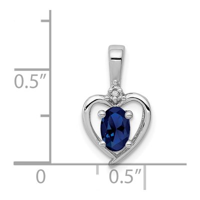Sterling Silver Sapphire & Diamond Heart Pendant – view 4