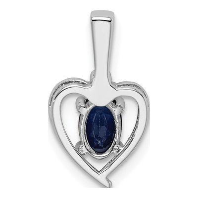 Sterling Silver Sapphire & Diamond Heart Pendant – view 5