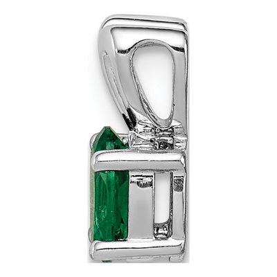Sterling Silver Lab-Created Emerald Birthstone Pendant – view 3