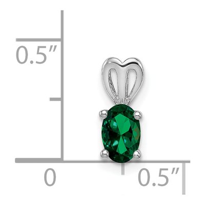 Sterling Silver Lab-Created Emerald Birthstone Pendant – view 4