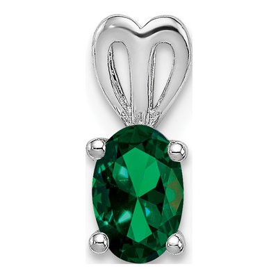 Sterling Silver Lab-Created Emerald Birthstone Pendant