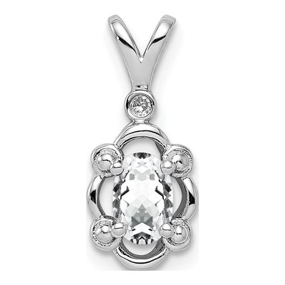 Sterling Silver White Topaz & Diamond Pendant
