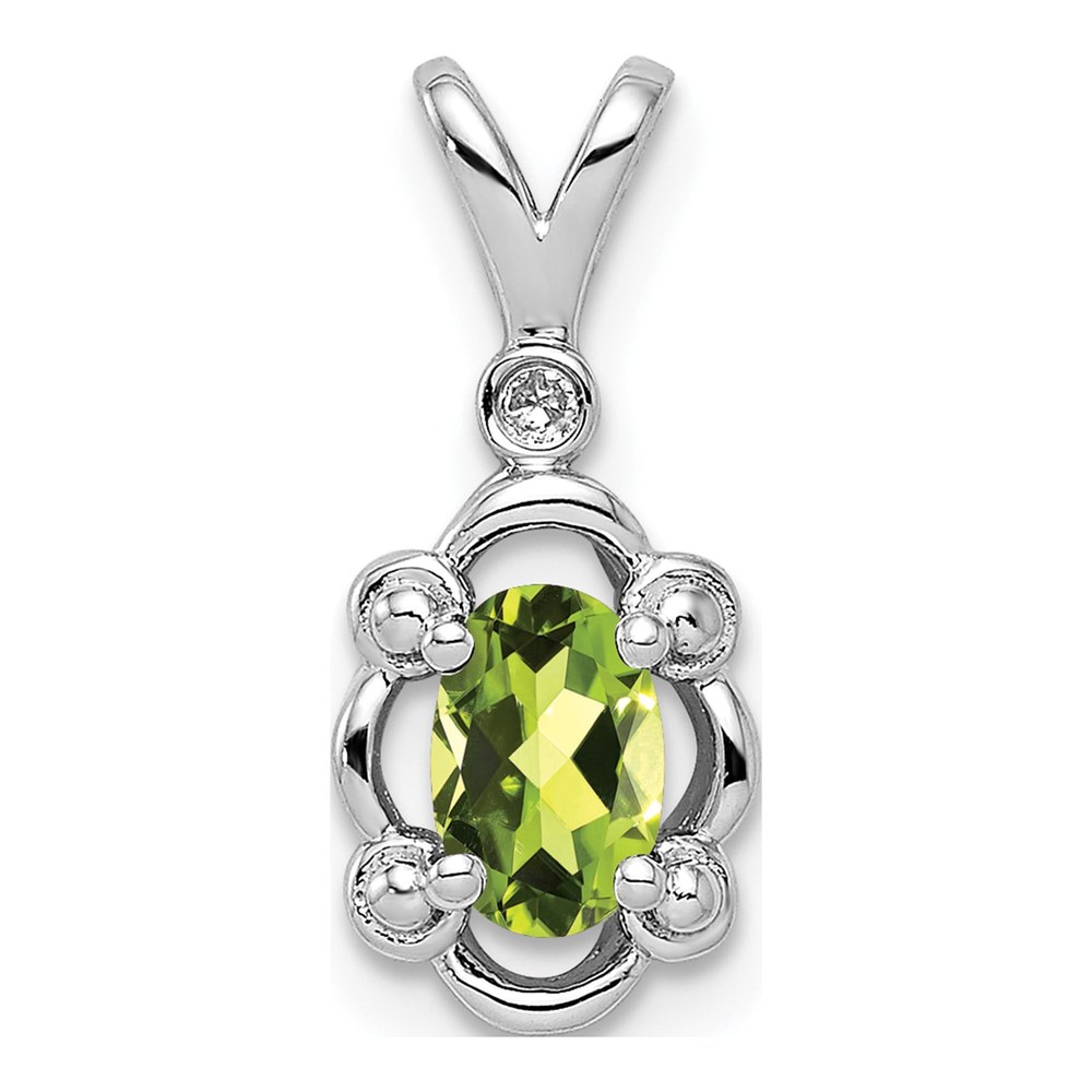 Sterling Silver Peridot & Diamond Birthstone Pendant