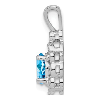 Sterling Silver Swiss Blue Topaz & Diamond Pendant – view 3