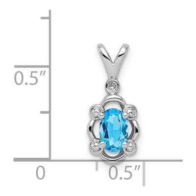 Sterling Silver Swiss Blue Topaz & Diamond Pendant – view 4