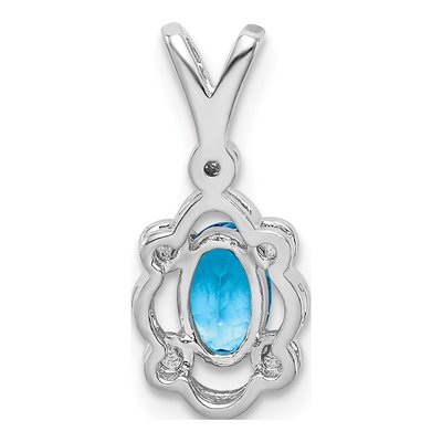 Sterling Silver Swiss Blue Topaz & Diamond Pendant – view 5