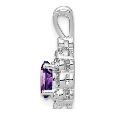 Sterling Silver Amethyst & Diamond Girls' Pendant – view 3