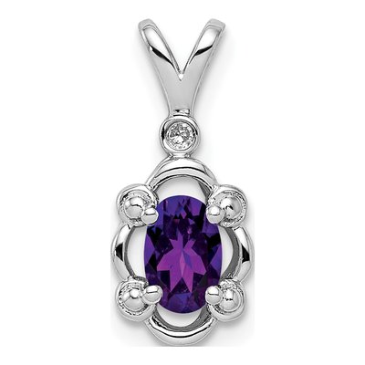 Sterling Silver Amethyst & Diamond Girls' Pendant