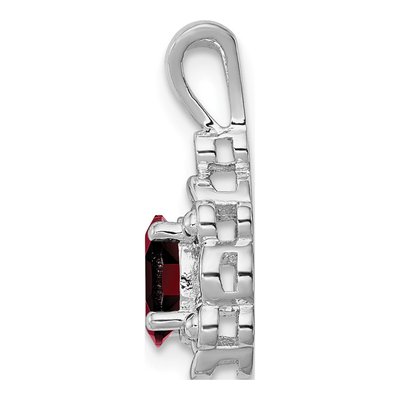 Sterling Silver Garnet & Diamond Girls' Birthstone Pendant – view 3