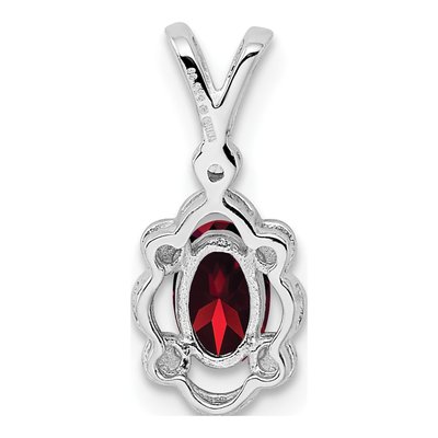 Sterling Silver Garnet & Diamond Girls' Birthstone Pendant – view 4