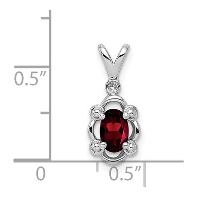 Sterling Silver Garnet & Diamond Girls' Birthstone Pendant – view 5