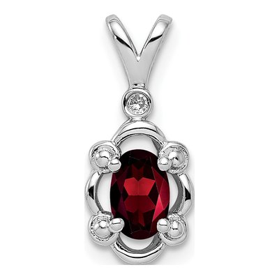 Sterling Silver Garnet & Diamond Girls' Birthstone Pendant