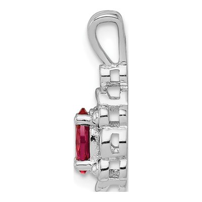 Sterling Silver Lab-Created Ruby & Diamond Pendant – view 3