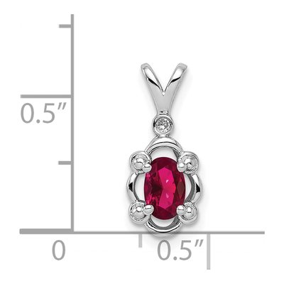 Sterling Silver Lab-Created Ruby & Diamond Pendant – view 4