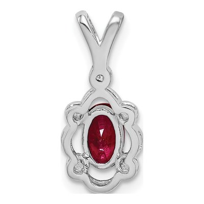 Sterling Silver Lab-Created Ruby & Diamond Pendant – view 5