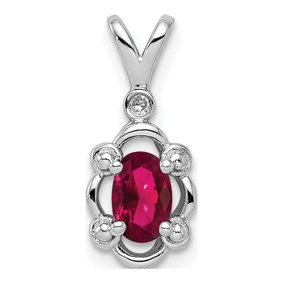 Sterling Silver Lab-Created Ruby & Diamond Pendant
