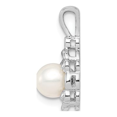 Sterling Silver Freshwater Cultured Pearl & Diamond Pendant – view 2