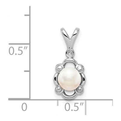 Sterling Silver Freshwater Cultured Pearl & Diamond Pendant – view 3