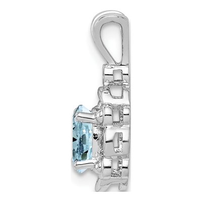 Sterling Silver Aquamarine & Diamond Kids' Pendant – view 2