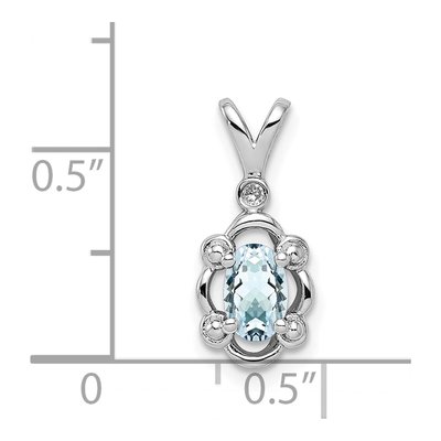 Sterling Silver Aquamarine & Diamond Kids' Pendant – view 3
