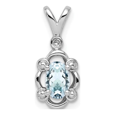 Sterling Silver Aquamarine & Diamond Kids' Pendant