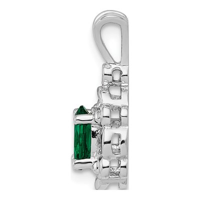 Sterling Silver Lab-Created Emerald & Diamond Girls' Pendant – view 3