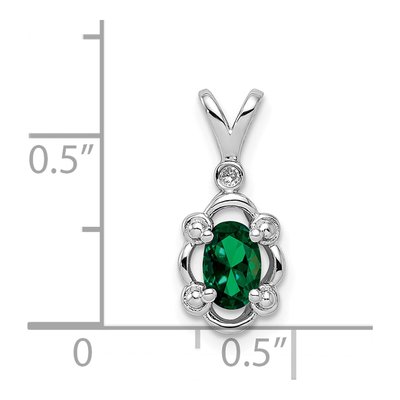 Sterling Silver Lab-Created Emerald & Diamond Girls' Pendant – view 4