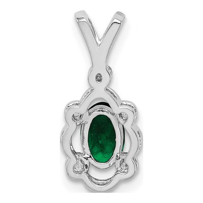 Sterling Silver Lab-Created Emerald & Diamond Girls' Pendant – view 5