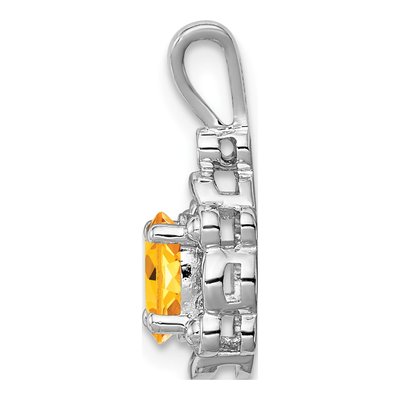 Sterling Silver Citrine & Diamond Girls' Pendant – view 3