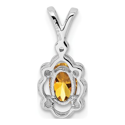 Sterling Silver Citrine & Diamond Girls' Pendant – view 4