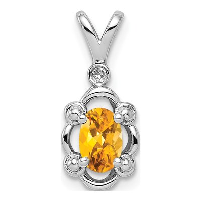 Sterling Silver Citrine & Diamond Girls' Pendant