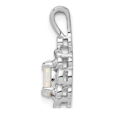 Sterling Silver Lab-Created Opal & Diamond Pendant – view 3