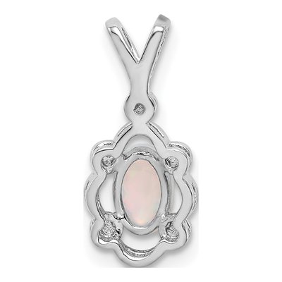 Sterling Silver Lab-Created Opal & Diamond Pendant – view 5