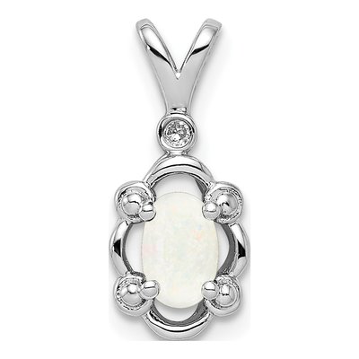 Sterling Silver Lab-Created Opal & Diamond Pendant